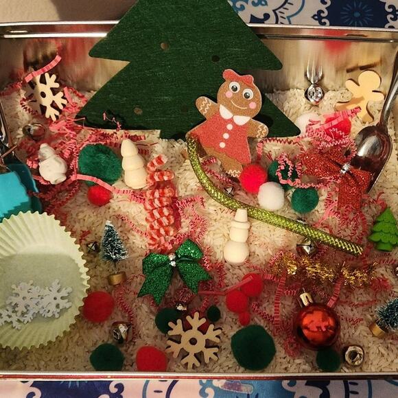 Christmas sensory bin handmade add ins Xmas tree gingerbread snowflake ornament - Picture 1 of 11